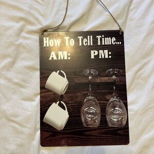 💗5 for $15💗 How To Tell Time AM/PM Wall Sign - White & Brown